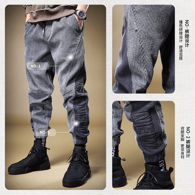 Winter Corduroy Casual Pants Men'S Loose Thickened Trendy Brand Cashmere Pants Trendy Harlan Plus Cashmere Pants - Image 4